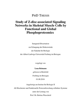 Study of Z-Disc-Associated Signaling Networks in Skeletal Muscle Cells by Functional and Global Phosphoproteomics