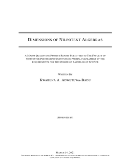 Dimensions of Nilpotent Algebras