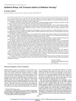 Radiation Biology and Treatment Options in Radiation Oneology 1