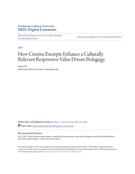 How Cinema Excerpts Enhance a Culturally Relevant Responsive-Value Driven Pedagogy Sunni Ali Northeastern Illinois University, A-Sunni@Neiu.Edu