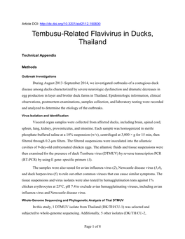 Tembusu-Related Flavivirus in Ducks, Thailand