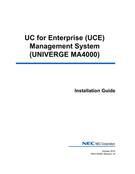 Management System UNIVERGE MA4000 Installation Guide (R9.1.0)