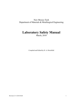 Laboratory Safety Manual March, 2010