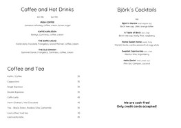 Björk´S Cocktails Coffee and Hot Drinks Coffee And