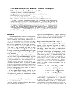 Silver Nitrate Complexes of Nitrogen-Containing