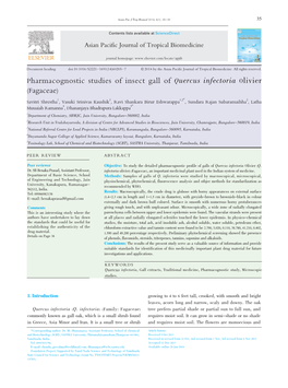 Pharmacognostic Studies of Insect Gall of Quercus Infectoria Olivier