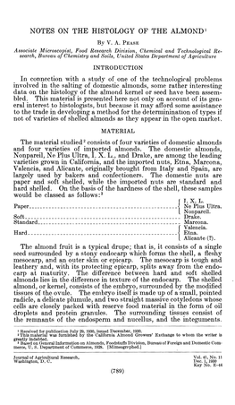 NOTES on the HISTOLOGY of the ALMOND ^ in Connection with A