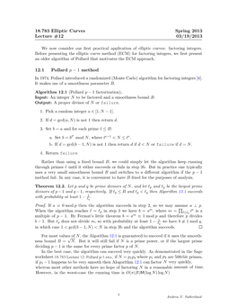 Elliptic Curve Factorization Method (ECM), Introduced by Hendrik Lenstra [4], a Heuristically Subexponential Running