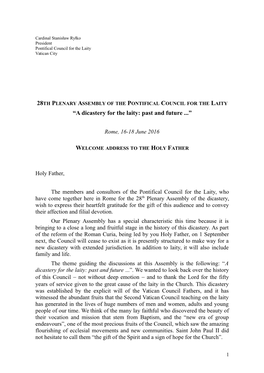 “A Dicastery for the Laity: Past and Future ...”