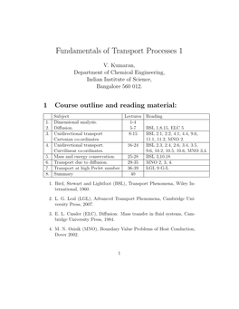 Fundamentals of Transport Processes 1