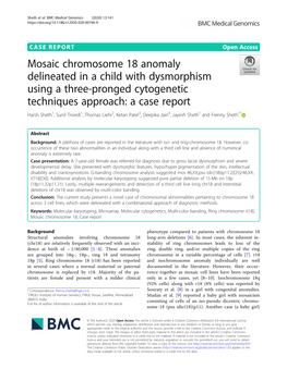 Mosaic Chromosome 18 Anomaly Delineated in a Child With