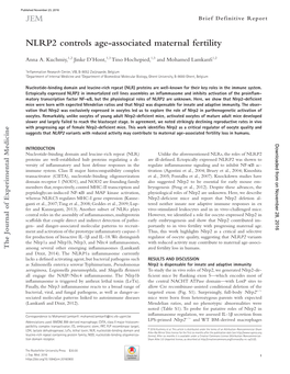 NLRP2 Controls Age-Associated Maternal Fertility