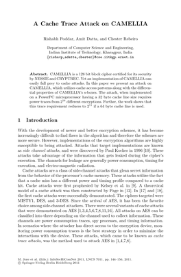 A Cache Trace Attack on CAMELLIA