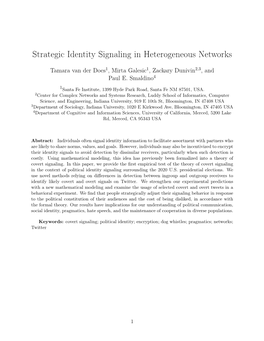 Strategic Identity Signaling in Heterogeneous Networks