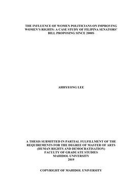 A Case Study of Filipina Senators' Bill Proposing