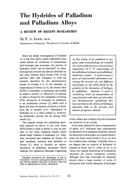 The Hydrides of Palladium and Palladium Alloys