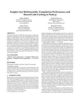 Insights Into Webassembly: Compilation Performance and Shared Code Caching in Node.Js