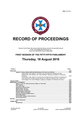 Record of Proceedings