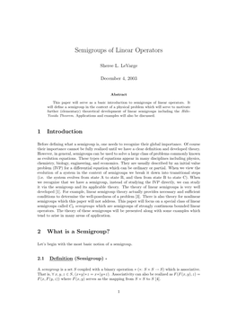 Semigroups of Linear Operators