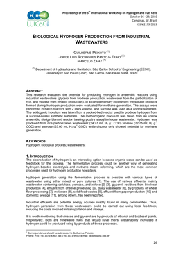 Biological Hydrogen Production from Industrial Wastewaters