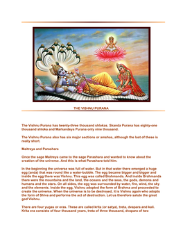 THE VISHNU PURANA the Vishnu Purana Has Twenty-Three Thousand