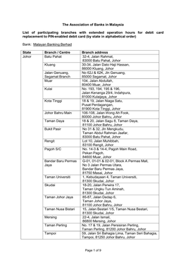 The Association of Banks in Malaysia List of Participating Branches With