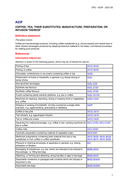 Coffee; Tea; Their Substitutes; Manufacture, Preparation, Or Infusion Thereof
