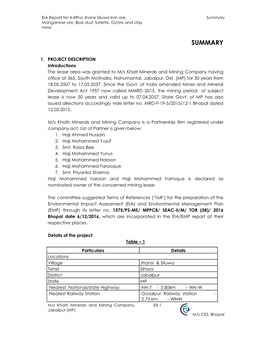 Summary Manganese Ore, Blue Dust, Laterite, Ochre and Clay Mine