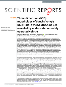 (3D) Morphology of Sansha Yongle Blue Hole in the South China Sea