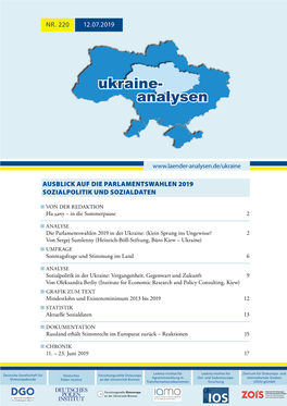 Ukraine-Analysen Nr. 220, 12.07.2019 2