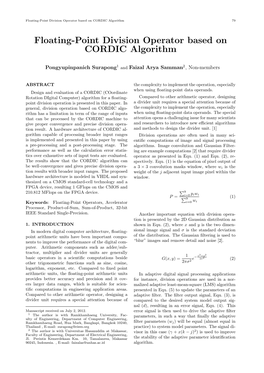 Floating-Point Division Operator Based on CORDIC Algorithm 79