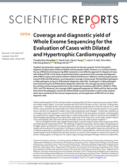 Coverage and Diagnostic Yield of Whole Exome Sequencing for the Evaluation of Cases with Dilated and Hypertrophic Cardiomyopathy