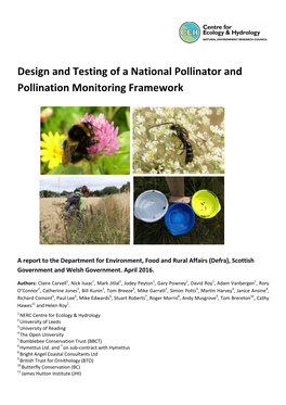 Design and Testing of a National Pollinator and Pollination Monitoring Framework