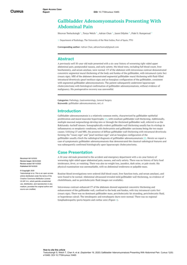 Gallbladder Adenomyomatosis Presenting with Abdominal Pain