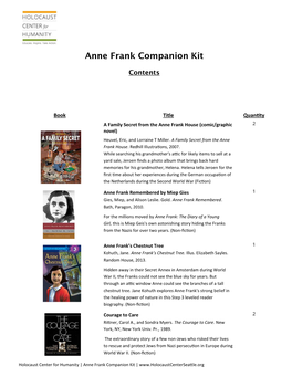 Anne Frank Companion Kit