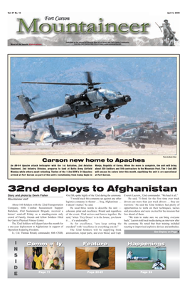 32Nd Deploys to Afghanistan Story and Photo by Devin Fisher 43Rd SB, Spoke Highly of the 32Nd During the Ceremony