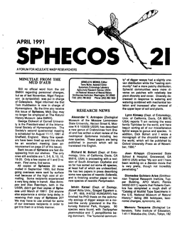 Sphecos: a Forum for Aculeate Wasp Researchers