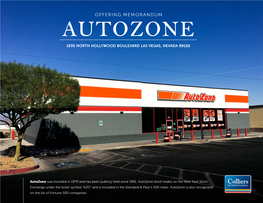 Autozone 1935 North Hollywood Boulevard Las Vegas, Nevada 89156