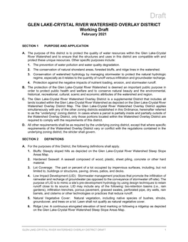 Draft GLEN LAKE-CRYSTAL RIVER WATERSHED OVERLAY DISTRICT Working Draft February 2021