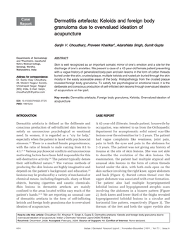 Dermatitis Artefacta: Keloids and Foreign Body Granuloma Due to Overvalued Ideation of Acupuncture