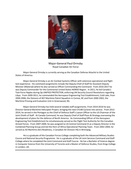 Major-General Paul Ormsby Royal Canadian Air Force