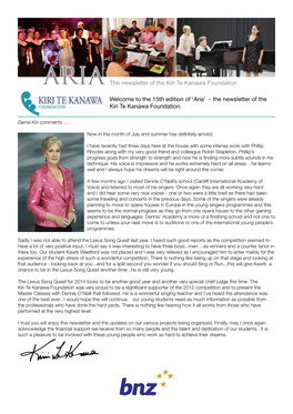 ARIA the Newsletter of the Kiri Te Kanawa Foundation