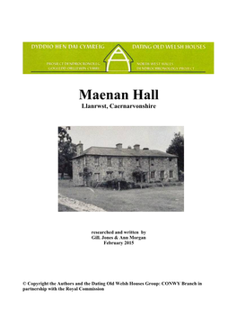 Maenan Hall Llanrwst, Caernarvonshire