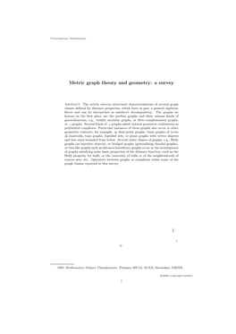 Metric Graph Theory and Geometry: a Survey