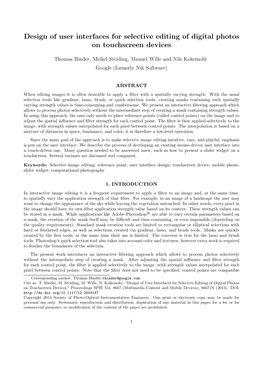 Design of User Interfaces for Selective Editing of Digital Photos on Touchscreen Devices