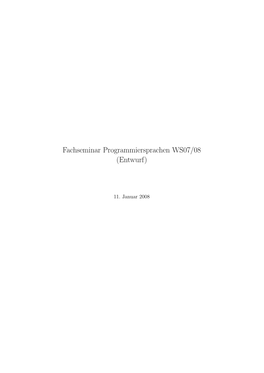 Fachseminar Programmiersprachen WS07/08 (Entwurf)