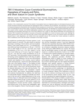TBX15 Mutations Cause Craniofacial Dysmorphism, Hypoplasia of Scapula and Pelvis, and Short Stature in Cousin Syndrome