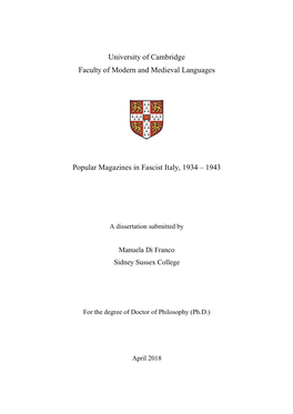 University of Cambridge Faculty of Modern and Medieval Languages