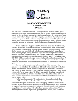 Making Connections October 2006 Rwanda