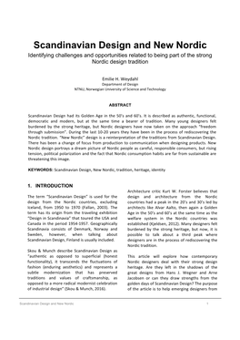 Scandinavian Design and New Nordic Identifying Challenges and Opportunities Related to Being Part of the Strong Nordic Design Tradition